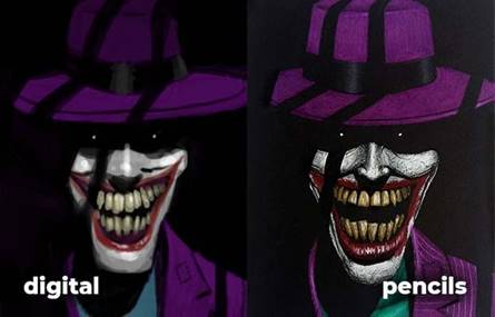 joker drawing - digital vs pencils